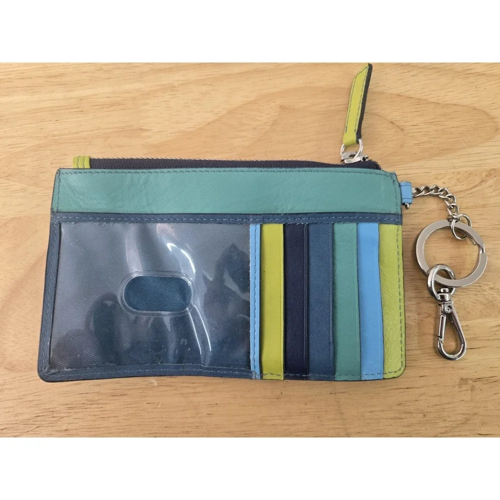 ILI New York‎ Genuine Leather Keychain Zip ID Card Case With RFID